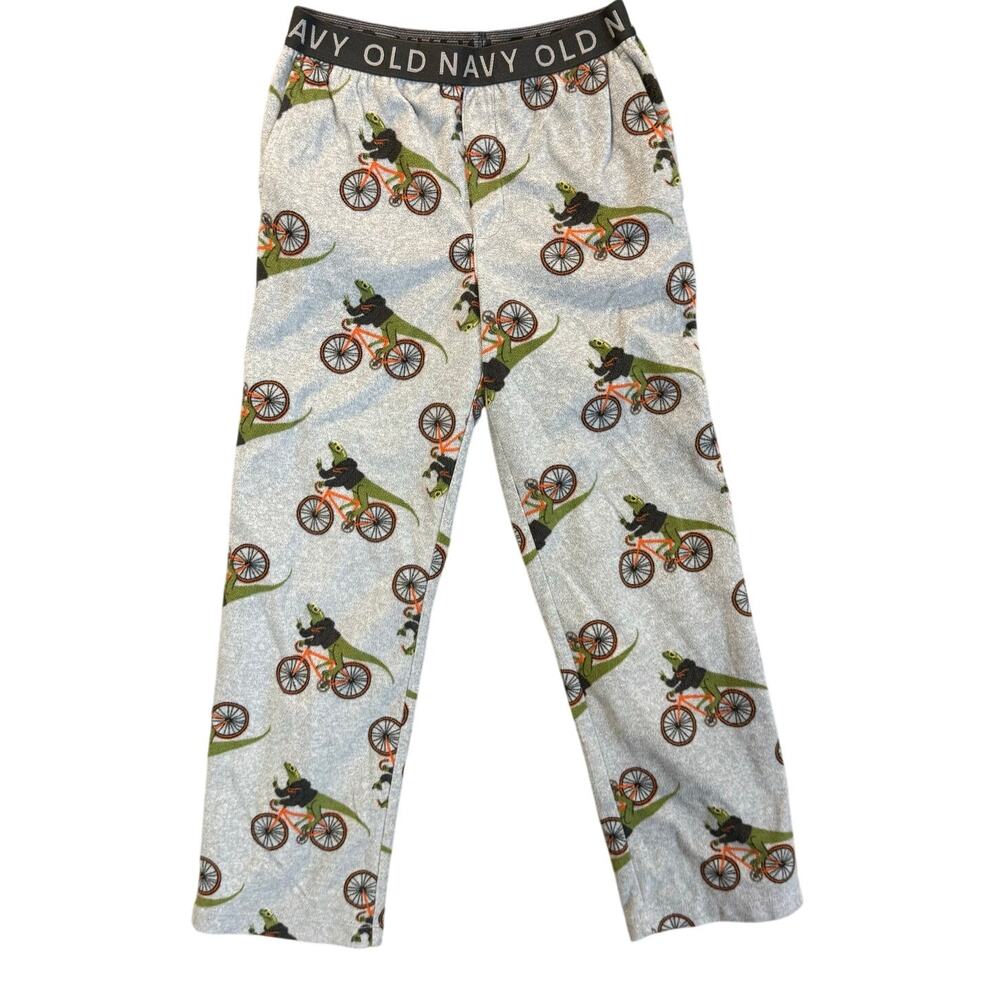 Old Navy Fleece Pajama PJ Pants Boys L 10 12 Lizard Bicycle